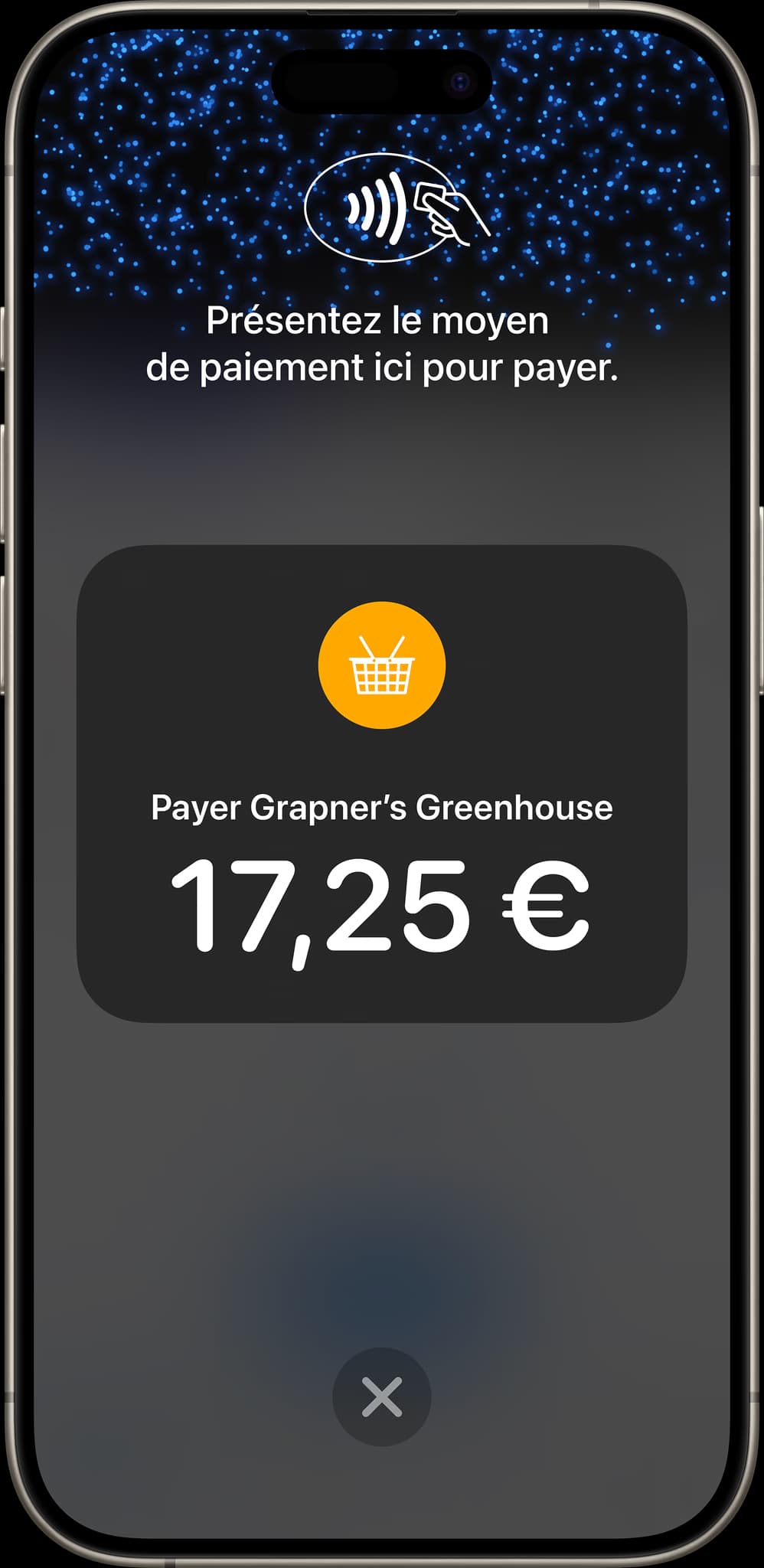 Téléphone affichant l'interface Tap to Pay